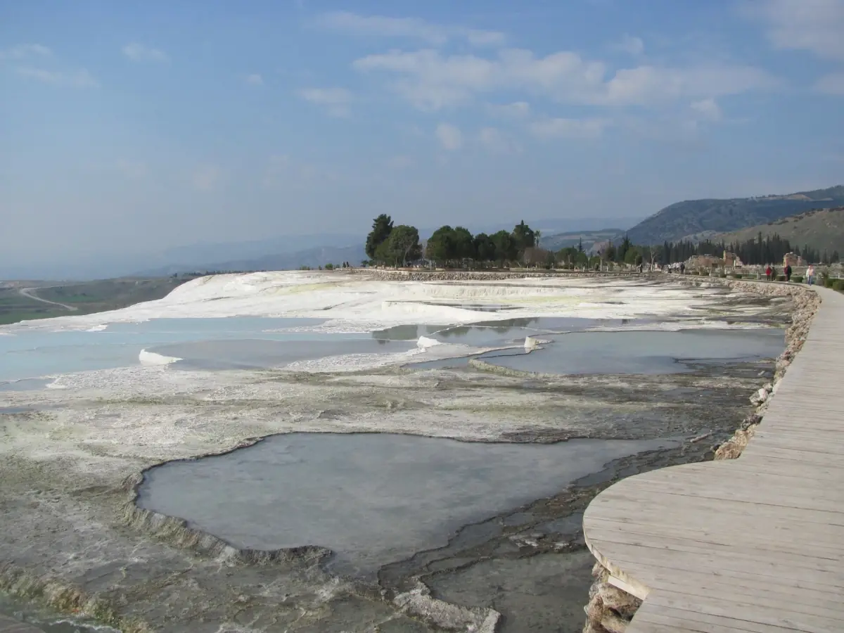 Travertine pools beside the path